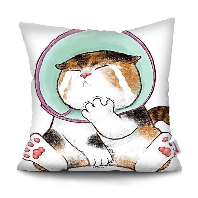 Funny Cute Cat Plush Cushion Pillow Covers Cat Pillow Cases Animal Kitty Pillowcase Cotton Linen Cushion Cover For Couch Cover Pillows Cases For Sofa Home Decoration Pillowcase Polyester Throw Pillow Case 45x45CM