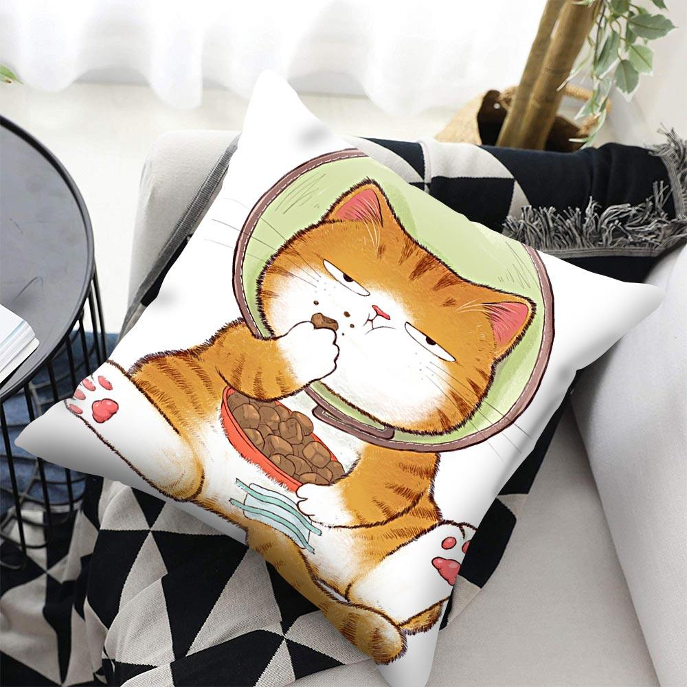 Funny Cute Cat Plush Cushion Pillow Covers Cat Pillow Cases Animal Kitty Pillowcase Cotton Linen Cushion Cover For Couch Cover Pillows Cases For Sofa Home Decoration Pillowcase Polyester Throw Pillow Case 45x45CM