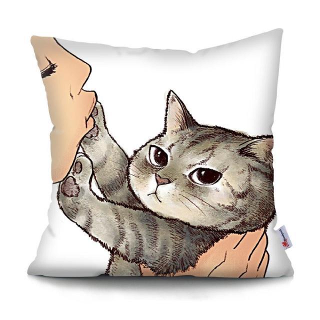 Funny Cute Cat Plush Cushion Pillow Covers Cat Pillow Cases Animal Kitty Pillowcase Cotton Linen Cushion Cover For Couch Cover Pillows Cases For Sofa Home Decoration Pillowcase Polyester Throw Pillow Case 45x45CM