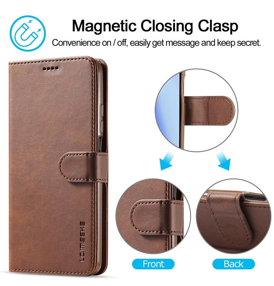 Genuine Premium Leather Detachable Magnetic Flip Cover with Card Holders Horizontal Case For Redmi Note 11 Pro 5G Case On Redmi Note 11 11S 10S 10 10C 9S 9 9T 8T 8 7 Case For Xiaomi Redmi Note11 Pro 5G Case