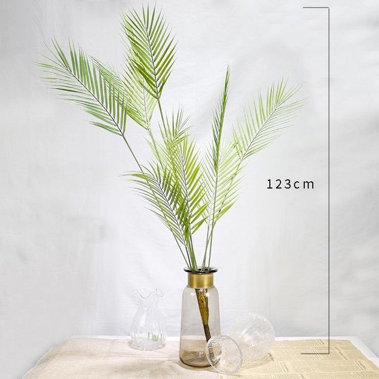 Green Artificial Palm Leaves Plastic Tropical Tree Fake Indoor Outdoor Garden Home Outdoor Decorations
