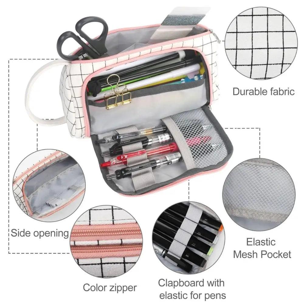 Large Capacity Big Simple Pencil Case For School Stylish Print High Quality Organizer Vintage Pencil Pouch