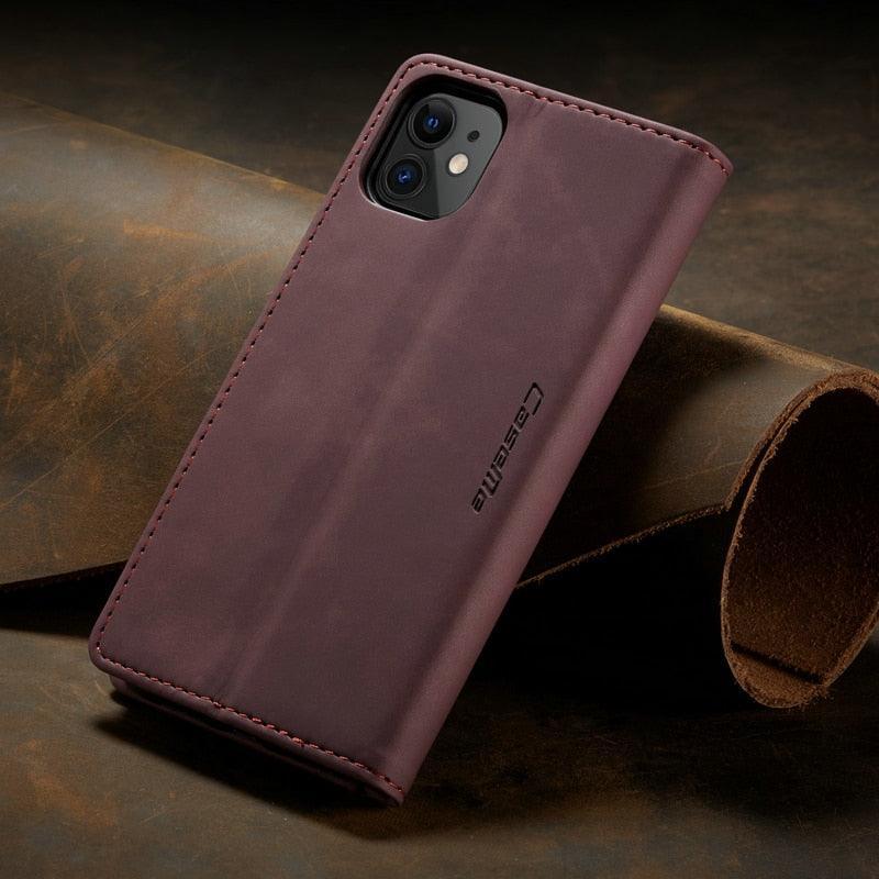 Leather Case For iPhone 14 13 11 12 Mini Pro XS XR Max Luxury Magnetic Flip Phone Case For iPhone Business Classic Wallet Cover Leather Magnetic Flip Back Stand Case/Cover