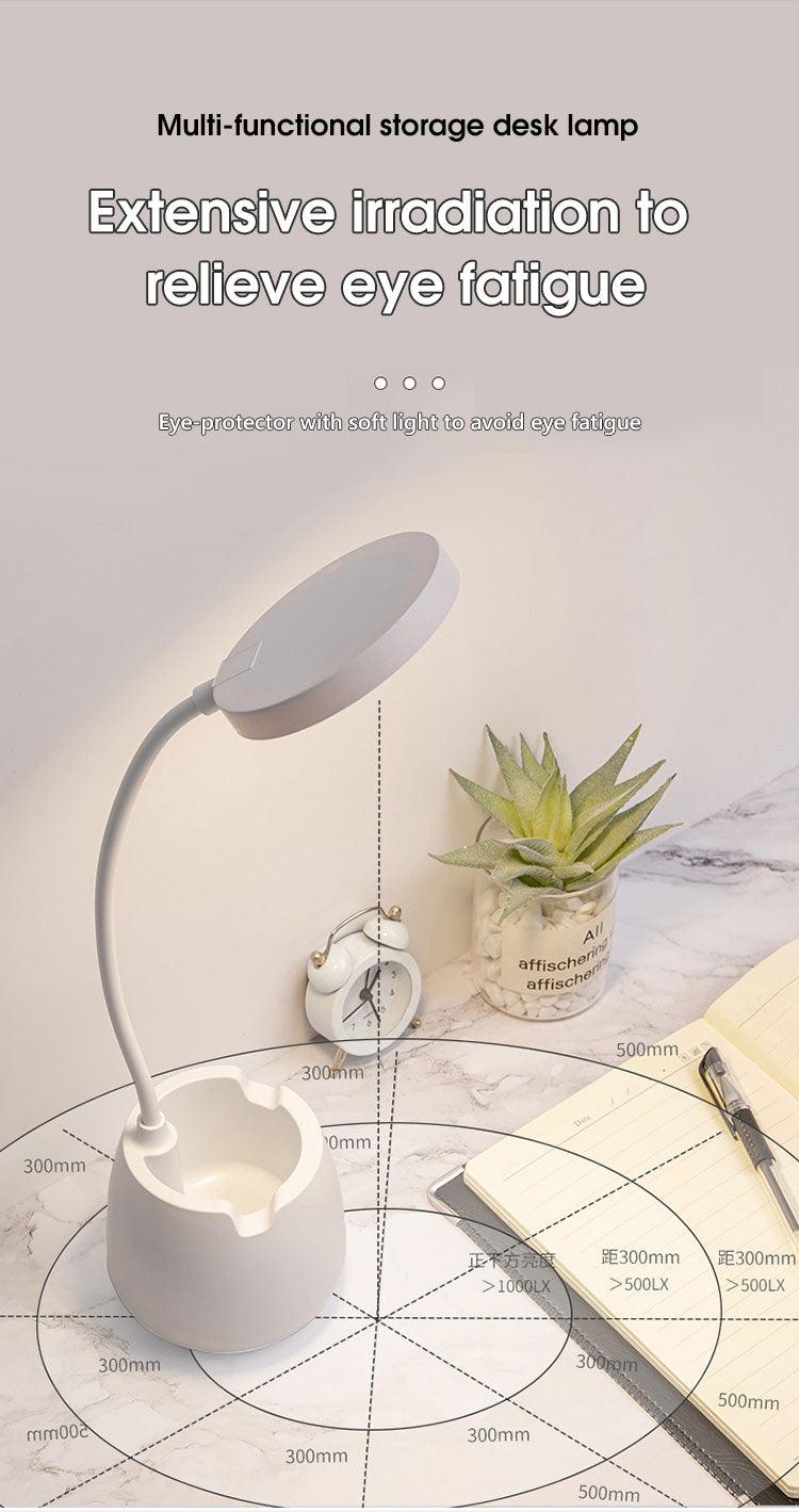 LED Table Lamp With Pen Holder Touch Dimmable Flexo Desk Lamp USB Rechargeable Eye Protection Bedside Learning Reading Lamp Decorative Table Lamp Cute Study Lamps for Bedroom Décor
