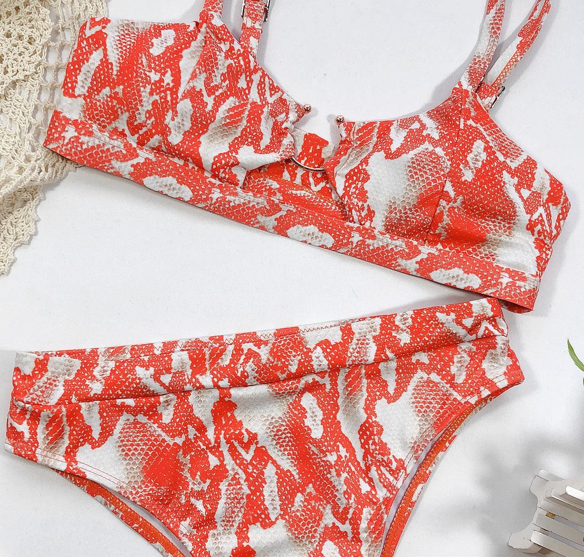 Leopard Bikinis Bikini Swimming Women's Bathing Suits Push Up Swimsuit Women's Padded Underwire Bikini Wire Push Up Bathing Suit Leopard Printed High Cut Vintage Swimsuit