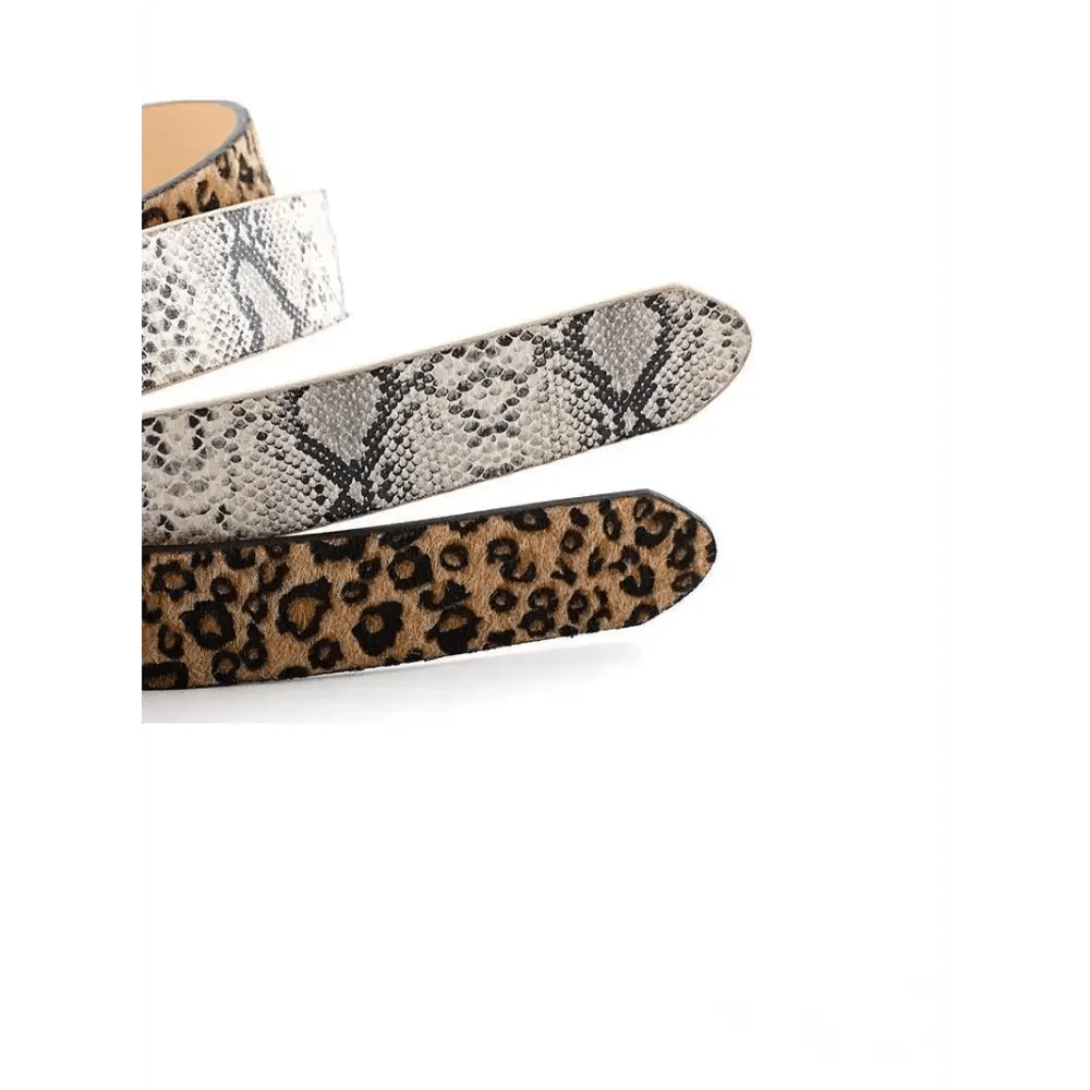 Leopard PU Leather Pattern 105cm Round Buckle Belt Women Trendy Dress Cute Classic Belts