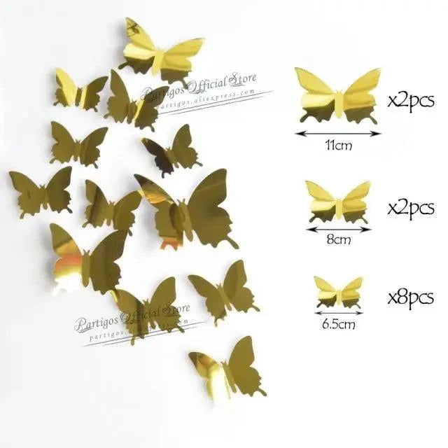 Luxury 3D Wall Stunning 12Pcs 4D Hollow Butterfly Wall Sticker Home Decoration Wall Stickers wedding Party Wedding Decors Butterfly Kids Room Decors