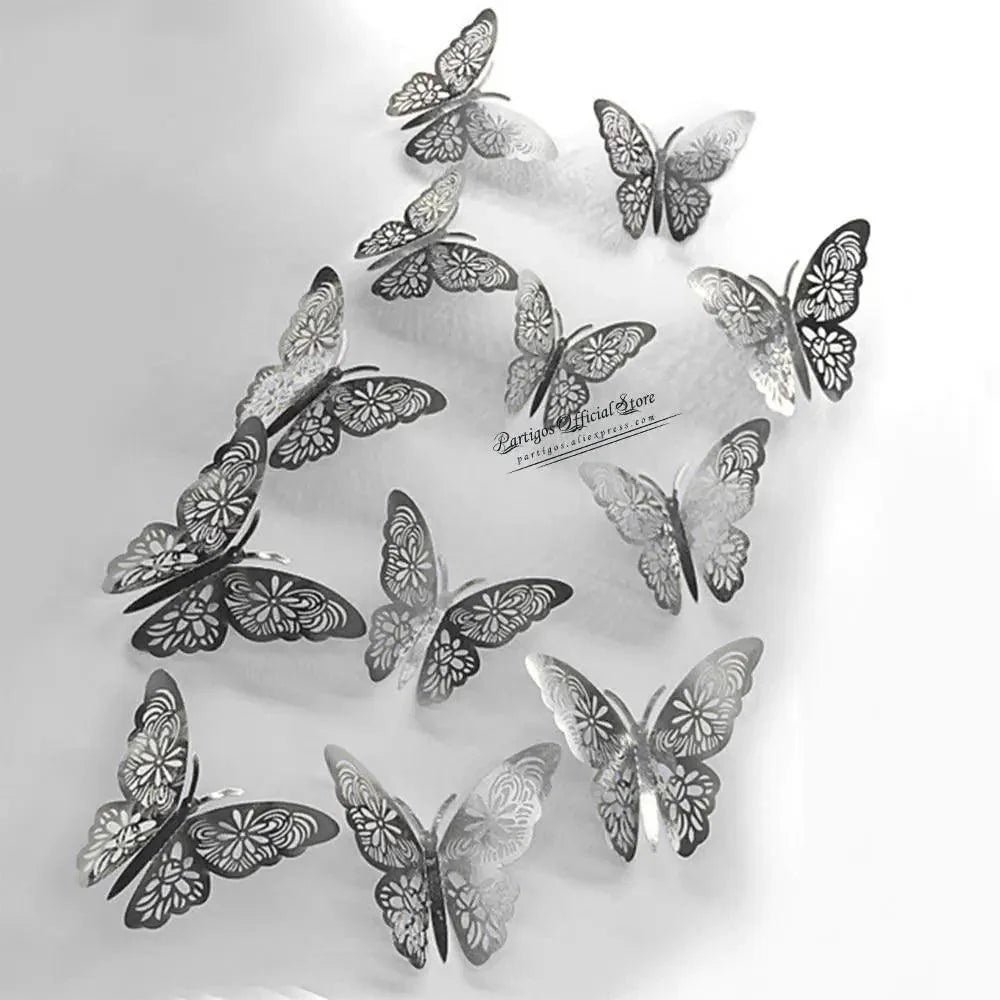 Luxury 3D Wall Stunning 12Pcs 4D Hollow Butterfly Wall Sticker Home Decoration Wall Stickers wedding Party Wedding Decors Butterfly Kids Room Decors