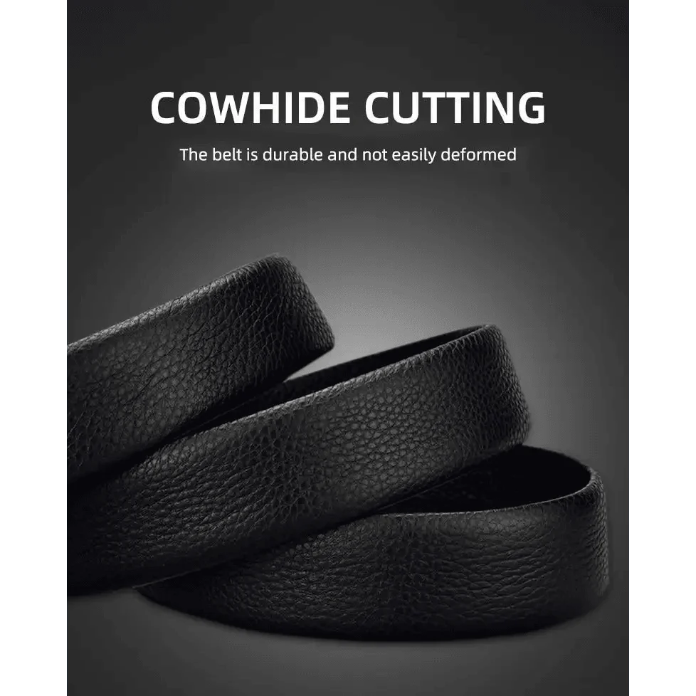 Luxury Automatic Black Genuine Leather Business Belt For Men New Fashion High Quality Black Belts