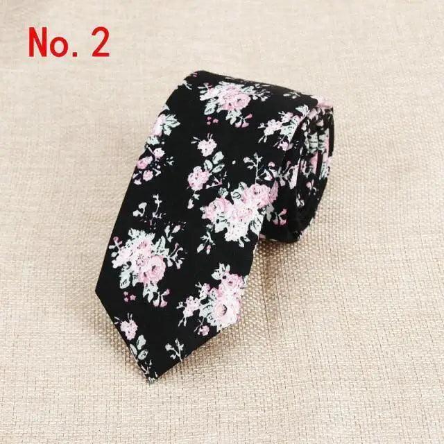 Luxury Flower Handmade Cotton Ties For Men Classic Colorful Printed Floral Designs Necktie For Wedding