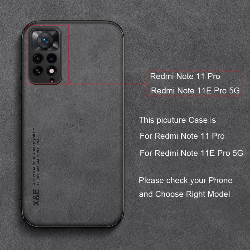 Luxury Leather Magnetic Case For Xiaomi Redmi Note 11 10 9 11E Pro 11S 10S 12 12X 10C POCO X3 NFC Pro F3 Covers With Metal Plate Leather Premium Back Cover Mobile Phone Case Flexible Protective Ultra Thin Scratchproof Phone Cover