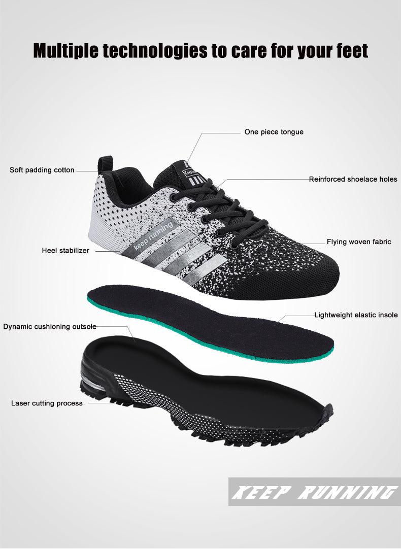 Luxury Sport Mens Sneakers Mesh Breathable Casual Men Shoes Comfortable Non-Slip Shock Absorption Light Outdoor Walking Comfortable Running Sneakers