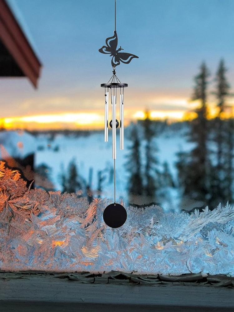 Memorial Butterfly Wind Chimes Angel Wings Flying Bird Wind Chimes Garden Art Wings Wind Chime Patio Hummingbird Wind Chime Garden Hanging Decoration Outdoor Large Chimes For Patio Porch Yard Black