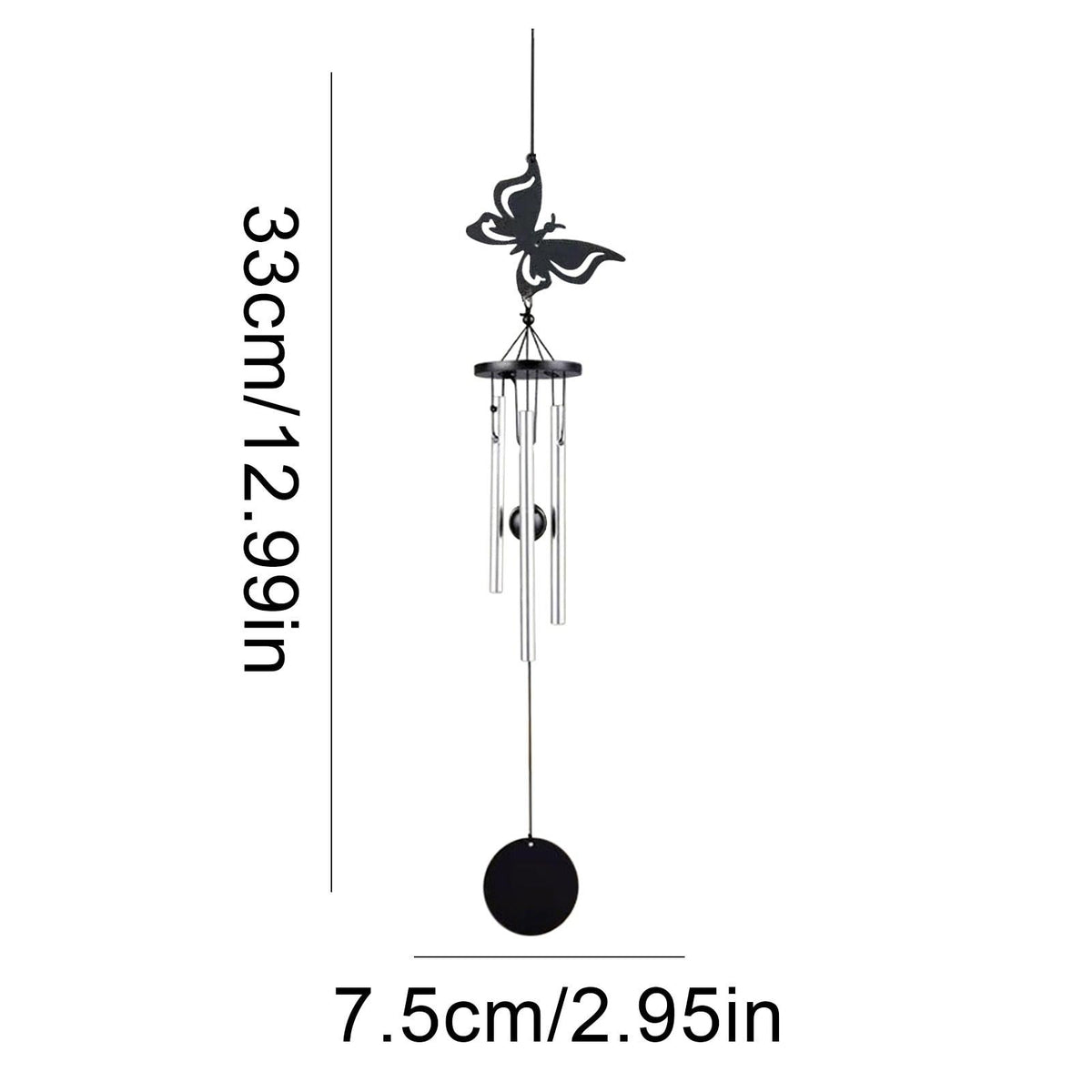 Memorial Butterfly Wind Chimes Angel Wings Flying Bird Wind Chimes Garden Art Wings Wind Chime Patio Hummingbird Wind Chime Garden Hanging Decoration Outdoor Large Chimes For Patio Porch Yard Black