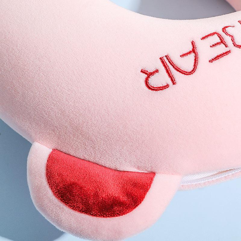 Memory Foam U-Shaped Pillow Slow Rebound Neck Pillow Nap Airplane Pillow Travel Cartoon Memory U-Shaped Headrest Long Trip Memory Foam Pillow with Snap U-Shaped Airplane Car Flight Head Neck Support Pillow with Washable Cover