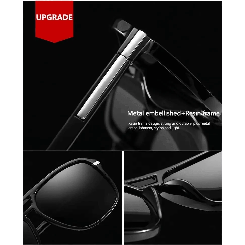 Men Elegant Cool Square Style Fashion Polarized Sunglasses Driving Vintage Design UV400 Sun Glasses