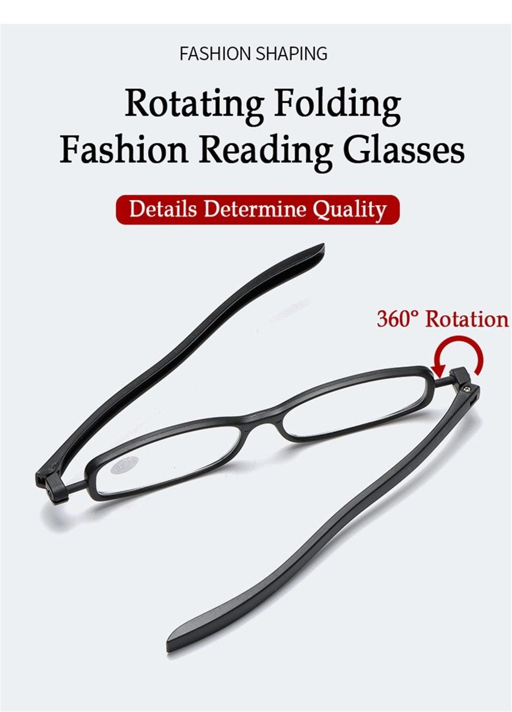 Mini Design Reading Glasses For Men Women Rotating Small Oval Presbyopia Eyewear Portable Unisex Reader Eyeglasses Mini Compact Slim Reading Glasses Lightweight Portable Readers