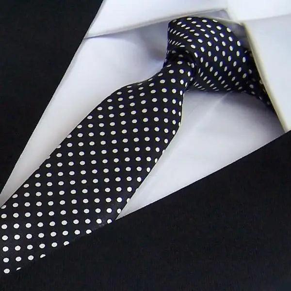Modern Black And White Men Necktie Casual Business Meeting Formal Polyester Skinny Slim Necktie