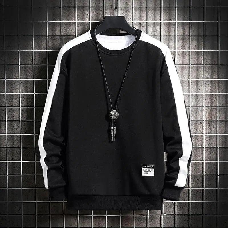Modern Long Sleeve Sweatshirts Men New Fashion Color Casual Mens Casual O-Neck Patchwork Sweatshirt For Young Men Men Sweatshirt Streetwear Loose Solid Patchwork Pullover Sweatshirt