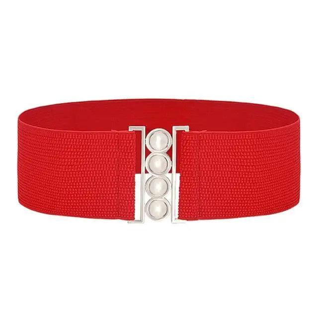 Modern Wide Fabric Strap Silver Metal Buckle Belts For Women Trendy Fashion Stretchable Classic Belts