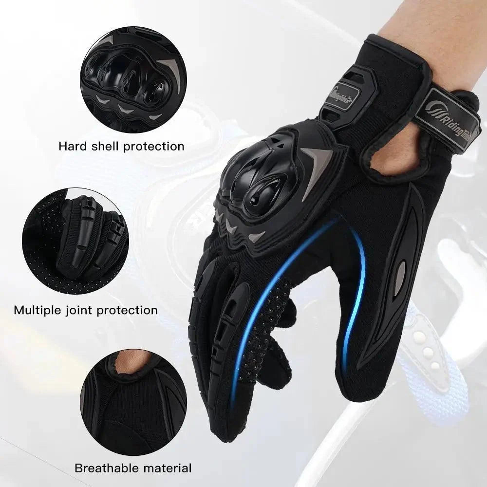 Motorcycle Breathable Glove Strong PVC Touch Screen Full Finger Motorbike Racing Riding Bicycle Summer Gloves