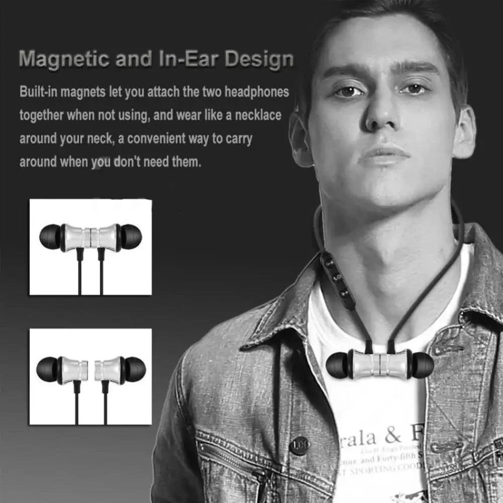 Magnetic Wireless Bluetooth Earphone Music Neckband Sports Earphones For Running & Workout