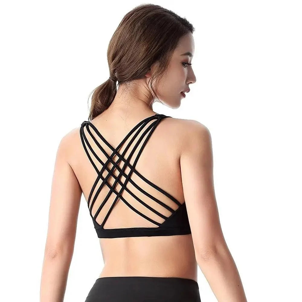 New Elegance Fitness Sports Bra for Women Push Up Wirefree Padded Crisscross Strappy Running Gym Training Workout Yoga Underwear Crop Tops