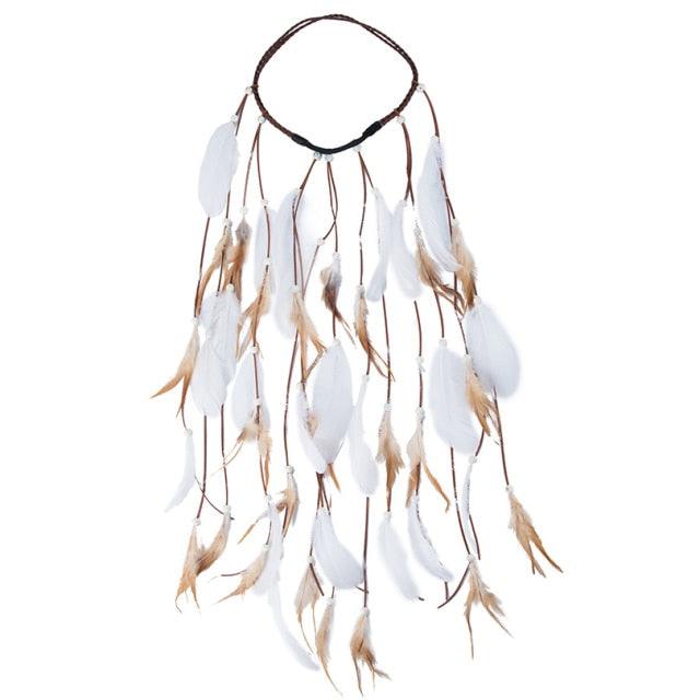 New Fashion Feather Rope Crown Hair Band Boho White Elastic Festival Headband for Women Fashion Female Gorgeous Hair Accessories For Women