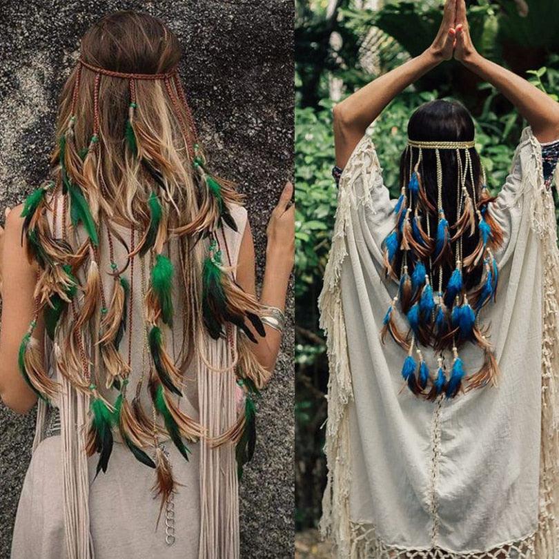 New Fashion Feather Rope Crown Hair Band Boho White Elastic Festival Headband for Women Fashion Female Gorgeous Hair Accessories For Women