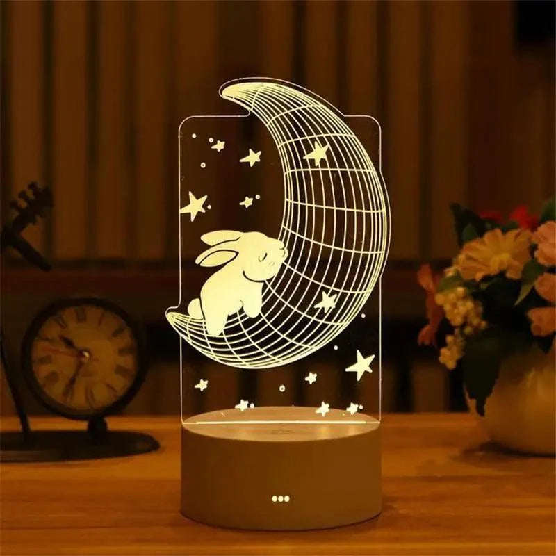 New Sterlling Romantic Love 3D Lamp Heart-shaped Balloon Acrylic LED Night Light Decorative Table Lamp Valentine's Day Sweetheart Wife's Gift