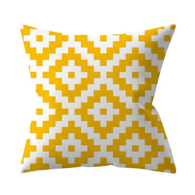 New Yellow Cushion Cases Modern Fashion Abstract Art Decorative Modern Pillow Covers Beautiful Pattern Square Pillow Case Sofa Car Couch Decorative Cover For Pillows 45x45CM