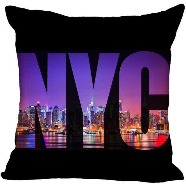 New York Pillow Cover Square Cushion Cover Christmas Zippered Pillow Case for Sofa Bed Home Decor 40*40cm,45*45cm(One Side)