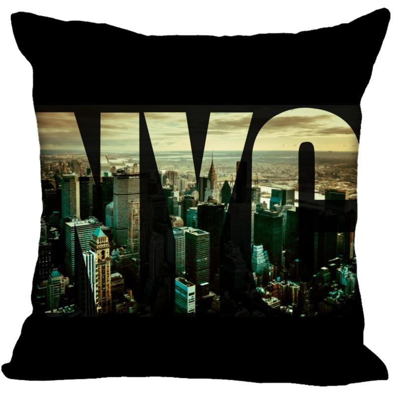 New York Pillow Cover Square Cushion Cover Christmas Zippered Pillow Case for Sofa Bed Home Decor 40*40cm,45*45cm(One Side)