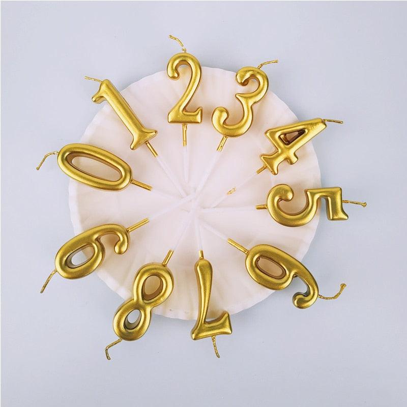 Party Decoration Golden Candles Number Home Cake Birthday Wedding Supplies Birthday Number Candles Cake Numeral Candles Number 0-9 Cake Topper Decoration for Birthday Wedding Reunion Theme Party