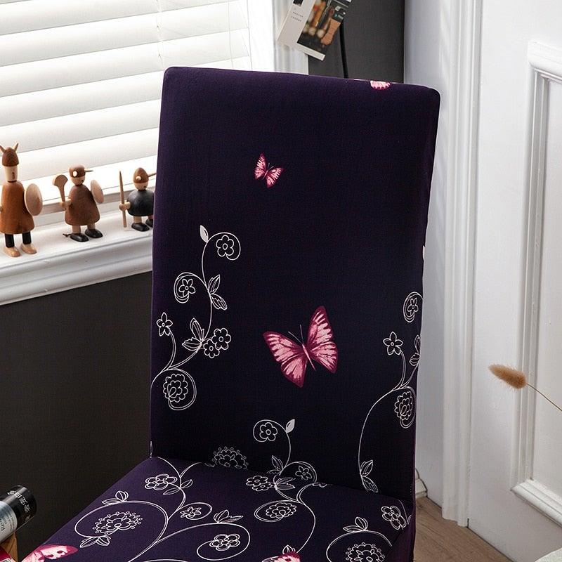 Pink Butterfly Print Elastic Chair Cover for Home Decoration Elastic Slipcovers Chair Seat Covers For Dining Room Chair Slipcovers for Dining Room Chair seat Covers Chair Protectors for Party Pet Protection Universal Fit Soft Polyester