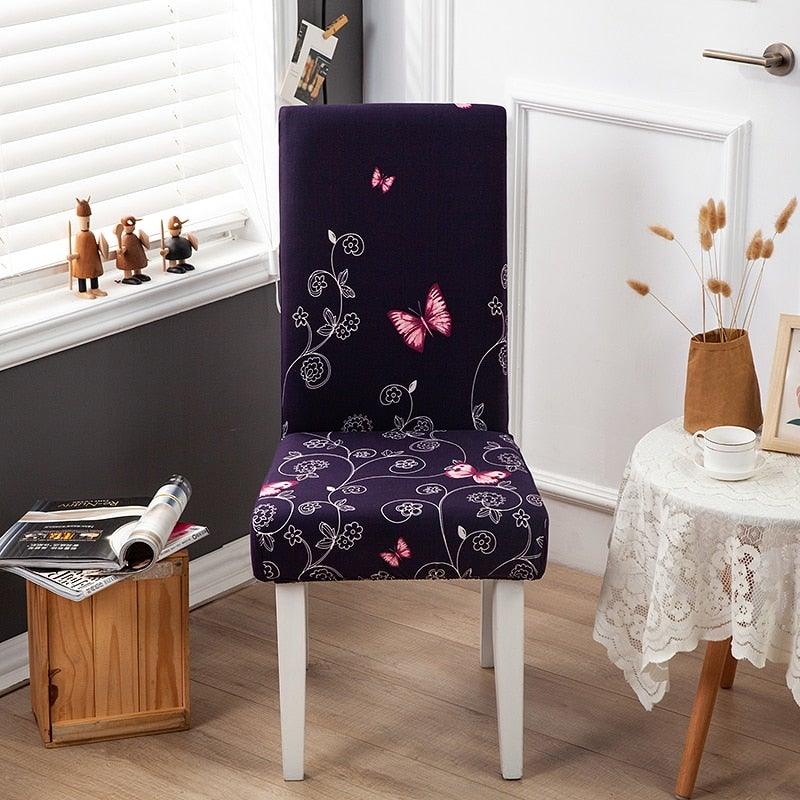 Pink Butterfly Print Elastic Chair Cover for Home Decoration Elastic Slipcovers Chair Seat Covers For Dining Room Chair Slipcovers for Dining Room Chair seat Covers Chair Protectors for Party Pet Protection Universal Fit Soft Polyester