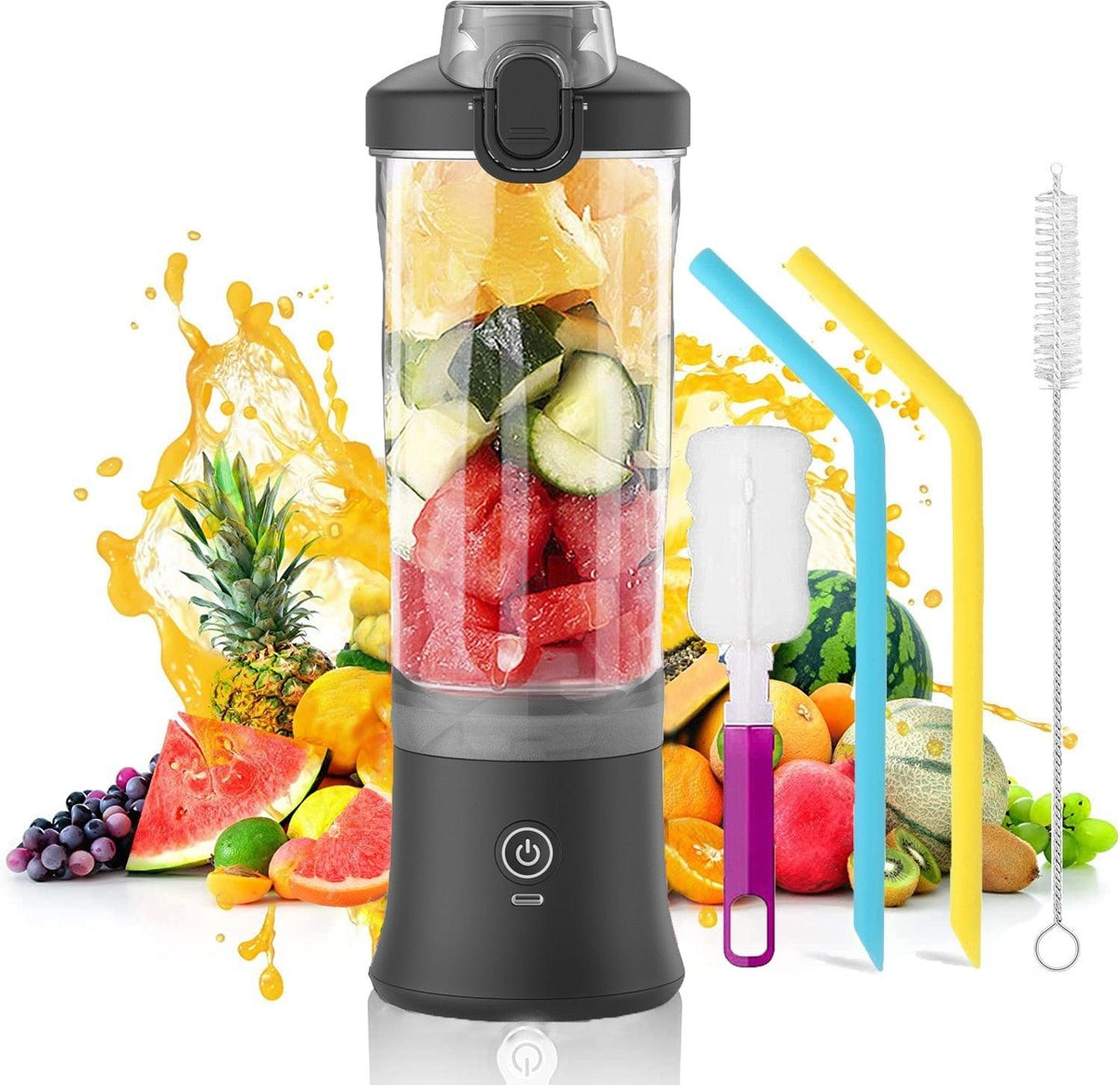 Portable Blender 600ml Electric Juicer Fruit Mixers 4000mah Usb Rechargeable Smoothie Mini Blender Personal Juicer Colorful Cup Personal Size Blender Mini Fruit Mixer Milkshake Smoothie Maker With Usb Rechargeable Juicer