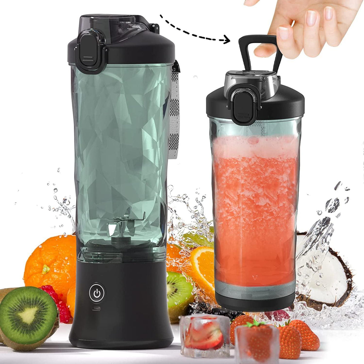 Portable Blender 600ml Electric Juicer Fruit Mixers 4000mah Usb Rechargeable Smoothie Mini Blender Personal Juicer Colorful Cup Personal Size Blender Mini Fruit Mixer Milkshake Smoothie Maker With Usb Rechargeable Juicer