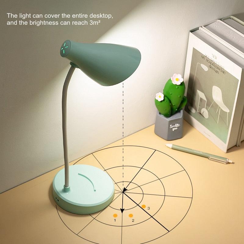 Portable USB Rechargeable LED Folding Desk Lamp Eye Protection Touch Dimming Working Reading Table Lamp For Book Bed Office Decorative Table Lamp Cute Study Lamps for Bedroom Décor