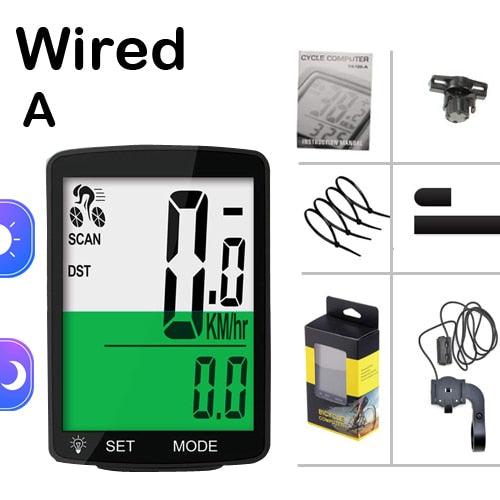 Waterproof Bicycle Computer Wireless And Wired Bike Cycling Odometer Stopwatch Speedometer Bicycle Speedometer With LCD Display 20 Functions And Automatic Wake-up