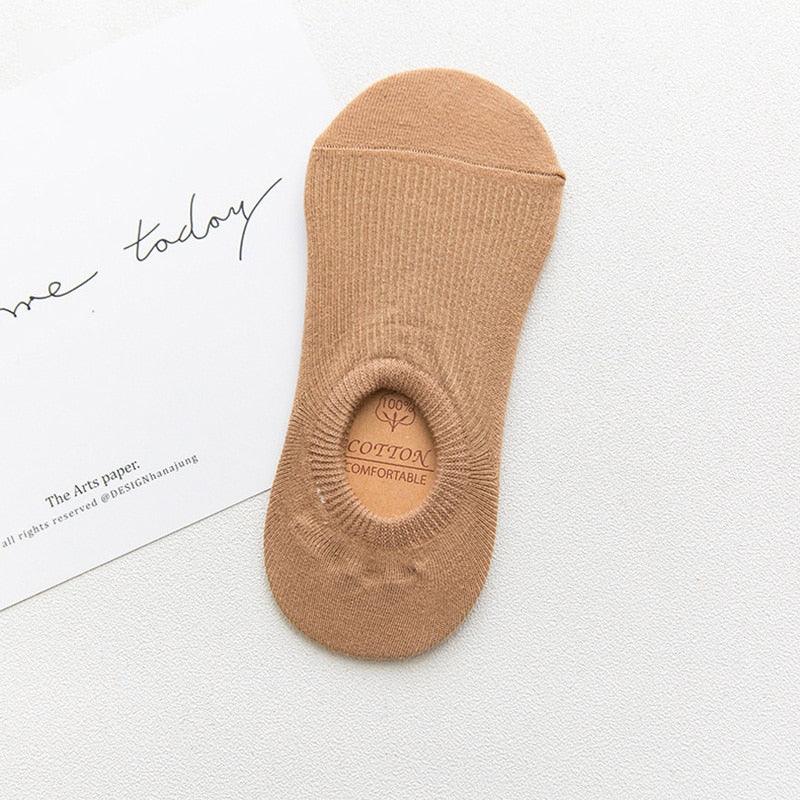 Women's Cute Cotton Invisible No Show Non-Slip Summer Candy Solid Color Silicone Short Socks Fashion Thin Ankle Boat Socks