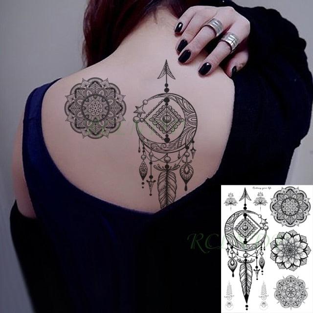 57 Sheets Temporary Tattoo Stickers Set Waterproof Temporary Tattoo Waist Arm Modern Stylish Big Black Tattoos For Womens Mens