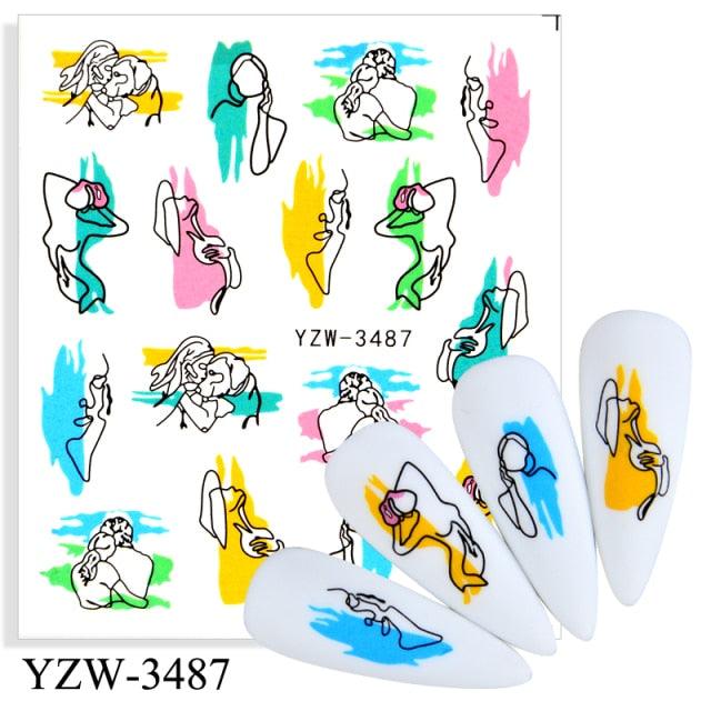 Water Decal Nail Art Decorations Nail Sticker Tattoo Full Cover Beauty Decals Manicure Supplies Accessories Women Kids Girls Manicure Decoration Nail Art Supplies 3D Self-Adhesive Nail Decals Designer Nail Stickers for Acrylic Nails