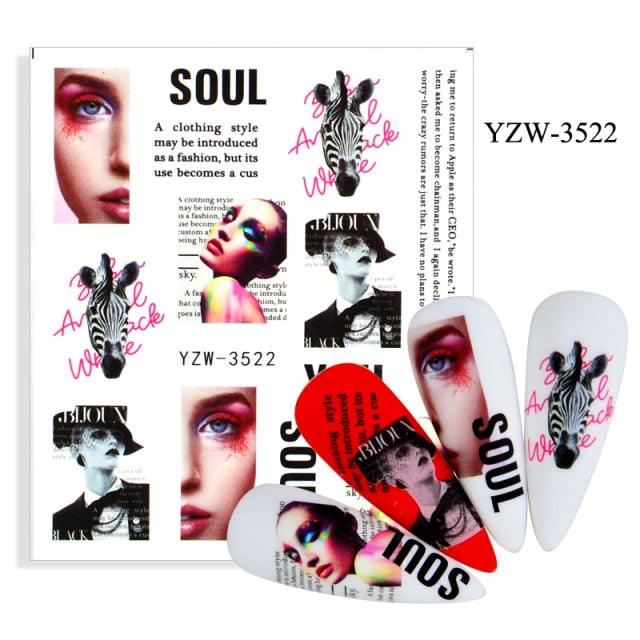 Water Decal Nail Art Decorations Nail Sticker Tattoo Full Cover Beauty Decals Manicure Supplies Accessories Women Kids Girls Manicure Decoration Nail Art Supplies 3D Self-Adhesive Nail Decals Designer Nail Stickers for Acrylic Nails