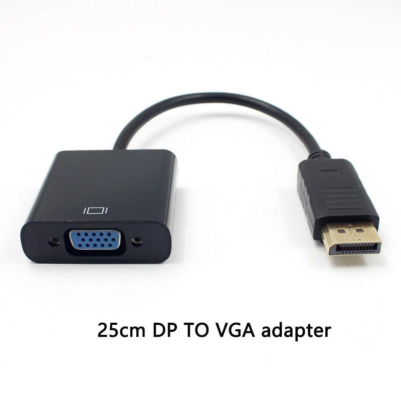 DP to VGA Video Adapter 1080p Thunderbolt DP to VGA Cables Compatible with Computer, Desktop, Laptop, PC, Monitor, Projector,