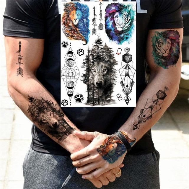 Realistic Black Temporary Small Big Tattoos Space Planets Animals Tatoos Waterproof Face Hands Tattoos For Girls Mens
