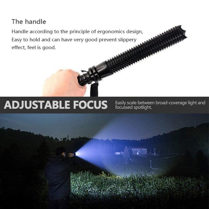 Rechargeable Adjustable LED Flashlights High Lumen Super Bright Handheld Waterproof Zoomable Portable Flashlight For Outdoor Baseball Bat Hiking CampingSelf Defense