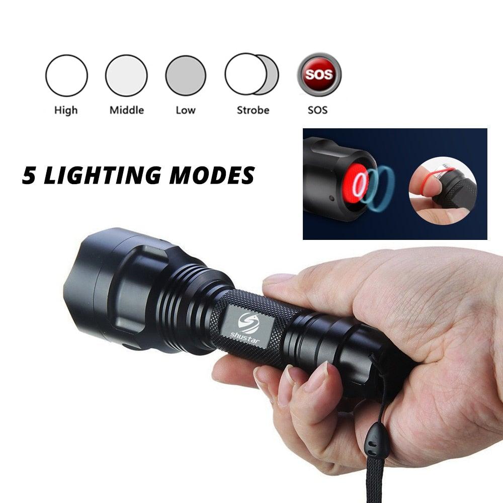 Rechargeable Adjustable Zoomable Waterproof LED Flashlight Super bright LED Tactical Torch Flashlight For Night Riding Camping Hiking Hunting & Indoor Activities
