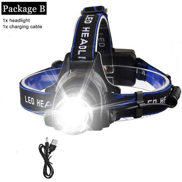Rechargeable LED Headlamps Ultra-bright High lumens Zoomable Waterproof LED Headlight Head Torch Flashlight Head Lamp For Fishing Hands-Free Headlight