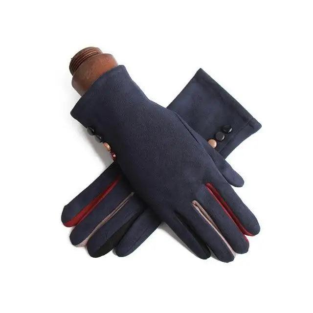 Red Winter Warm One Size Touch Screen Glove Female Fur Thick Driving Comfortable Gloves For Autumn